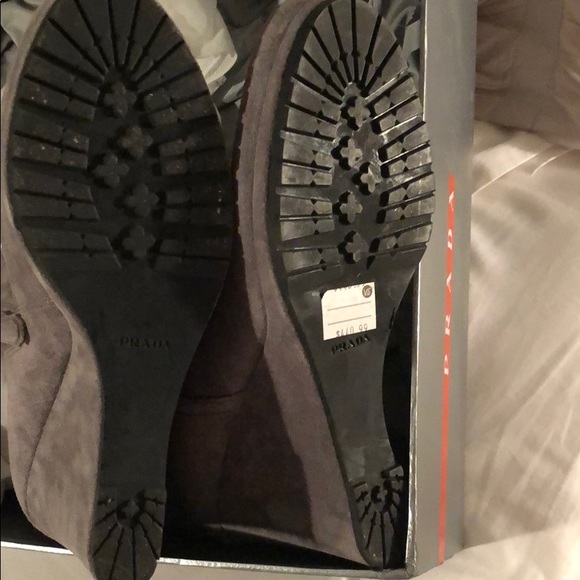 Prada Grey Suede Ankle Booties Size 38 (US8) - Picture 2 of 2
